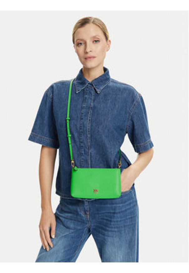 Pinko - PINKO Torebka Flat Horizontal Mini AI 25-26 104277 A0F1 Zielony. Kolor: zielony. Materiał: skórzane