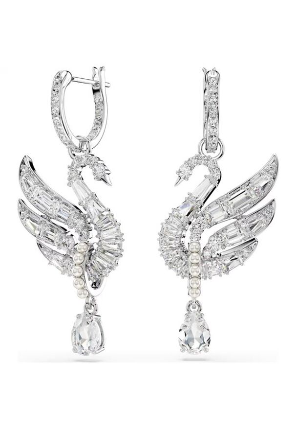 Swarovski Kolczyki Swan 5723388 Srebrny. Materiał: metalowe. Kolor: srebrny