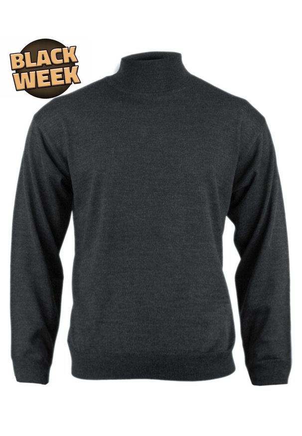 Elegancki Golf Męski - Brave Soul - Grafitowy. Typ kołnierza: golf. Kolor: szary. Materiał: akryl, bawełna. Sezon: zima, jesień. Styl: elegancki