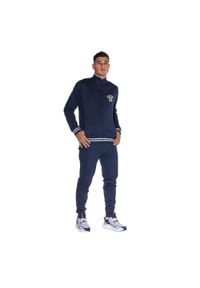 LEONE 1947 APPAREL - Męski dres College ze stójką i zamkiem błyskawicznym. Kolor: niebieski. Materiał: dresówka. Sport: fitness