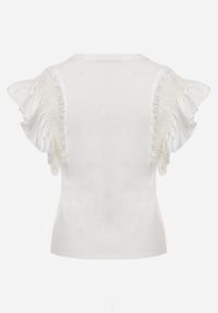 Renee - Biała Bluzka Dislie. Kolor: biały. Materiał: dzianina, bawełna, jeans. Wzór: gładki, kwiaty. Sezon: lato. Styl: elegancki #2