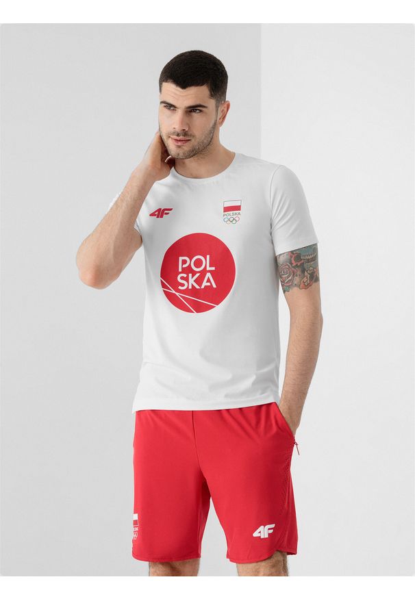 4f - Koszulka męska Polska - Tokio 2020. Kolor: biały. Materiał: bawełna, dzianina. Wzór: nadruk. Sezon: lato
