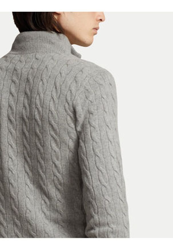 Polo Ralph Lauren Sweter 710876766008 Szary Regular Fit. Typ kołnierza: polo. Kolor: szary. Materiał: wełna