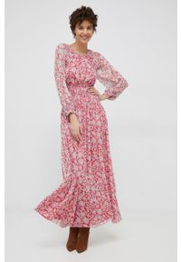 Pepe Jeans sukienka Berenice kolor czerwony maxi rozkloszowana. Kolor: czerwony. Długość rękawa: raglanowy rękaw. Typ sukienki: rozkloszowane. Długość: maxi #5