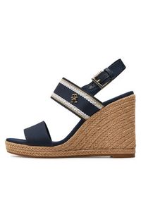 TOMMY HILFIGER - Tommy Hilfiger Espadryle Webbing High Wedge Sandal FW0FW08045 Granatowy. Kolor: niebieski