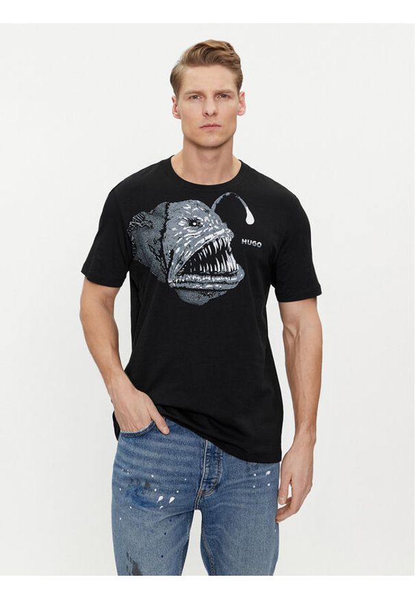 Hugo T-Shirt Dibeach 50513812 Czarny Regular Fit. Kolor: czarny. Materiał: bawełna