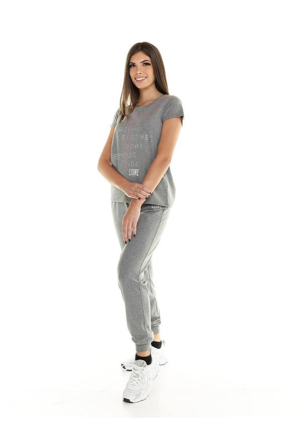 LEONE 1947 APPAREL - Damska koszulka Leone z krótkim rękawem Leisure. Kolor: szary. Materiał: tkanina. Długość rękawa: krótki rękaw. Długość: krótkie. Sport: fitness