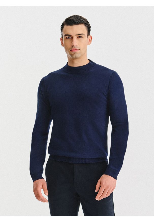 Pako Lorente - PAKO LORENTE - Granatowy bawełniany półgolf męski. Kolor: niebieski, zielony. Materiał: bawełna. Sezon: jesień