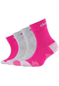 skechers - Skarpetki sportowe dziewczęce 4PPK Wm Mesh Ventilation Glow Socks. Kolor: różowy. Materiał: bawełna, poliamid, elastan