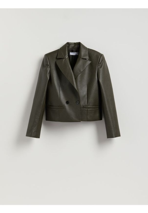 Reserved - Marynarka z imitacji skóry - jasny zielony. Kolor: zielony. Materiał: skóra