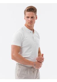 Ombre Clothing - Koszulka polo z dzianiny pique - ecrue V7. Typ kołnierza: polo. Materiał: dzianina. Wzór: haft #4