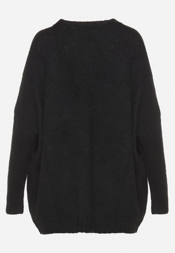 Born2be - Czarny Klasyczny Sweter o Kroju Oversize Zallelia. Okazja: na spotkanie biznesowe, do pracy, na co dzień. Kolor: czarny. Materiał: wełna. Długość rękawa: długi rękaw. Długość: długie. Sezon: jesień. Styl: klasyczny