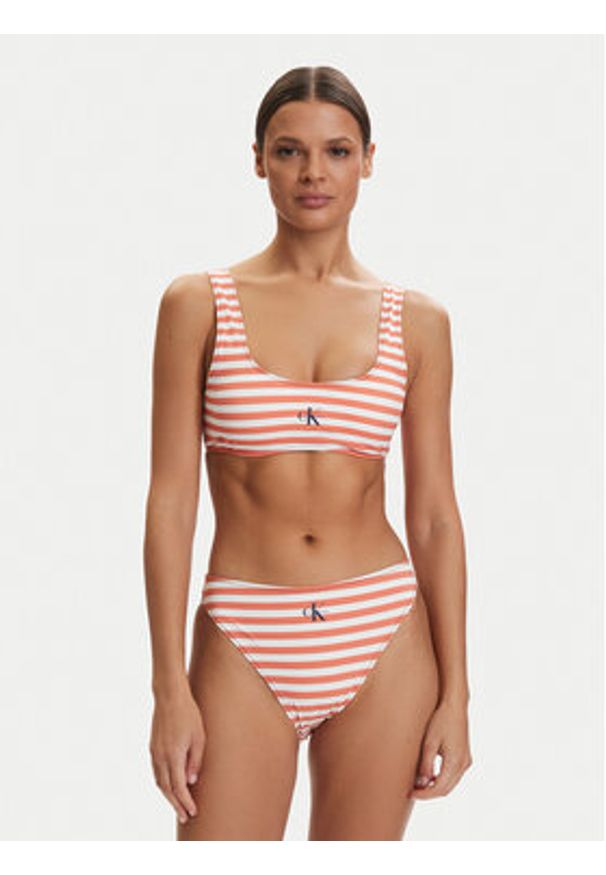 Calvin Klein Swimwear Dół od bikini LV00Q61147 Pomarańczowy. Kolor: pomarańczowy. Materiał: syntetyk