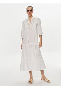 LOLA CASADEMUNT Sukienka letnia LS2416035 Biały Relaxed Fit. Kolor: biały. Materiał: bawełna. Sezon: lato #1