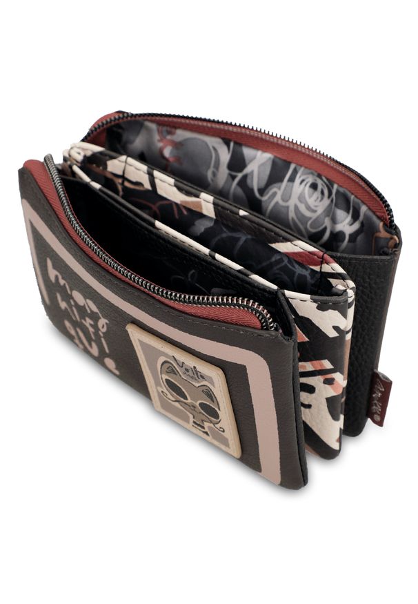 Brązowy Stylowy Damski Portfel Anekke. Kolor: brązowy. Materiał: materiał