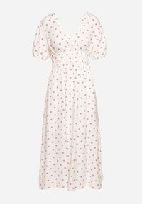 Born2be - Biała Rozkloszowana Sukienka z Odkrytymi Plecami i Gumką w Talii Vendrea. Okazja: na spacer. Typ kołnierza: dekolt w kształcie V. Kolor: biały. Materiał: bawełna. Długość rękawa: krótki rękaw. Sezon: lato. Styl: wizytowy, elegancki #2