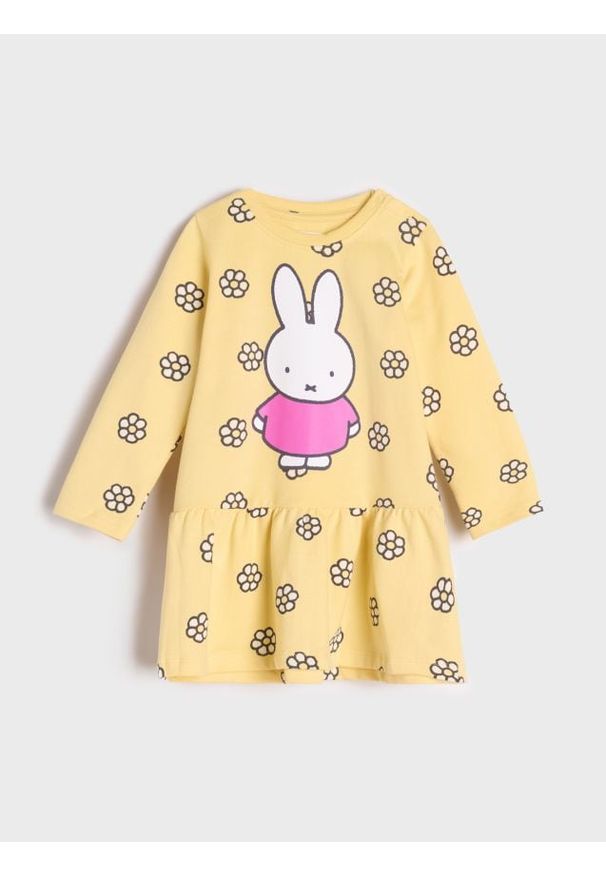 Sinsay - Sukienka Miffy - żółty. Kolor: żółty. Materiał: bawełna