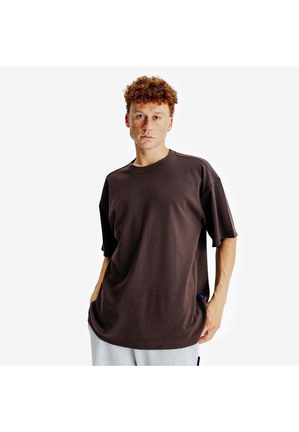 Decathlon - Koszulka męska Elementals. Kolor: brązowy. Materiał: materiał