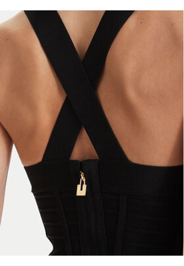 Elisabetta Franchi Sukienka koktajlowa AM-24D-62E2-V790 Czarny Slim Fit. Kolor: czarny. Materiał: wiskoza. Styl: wizytowy