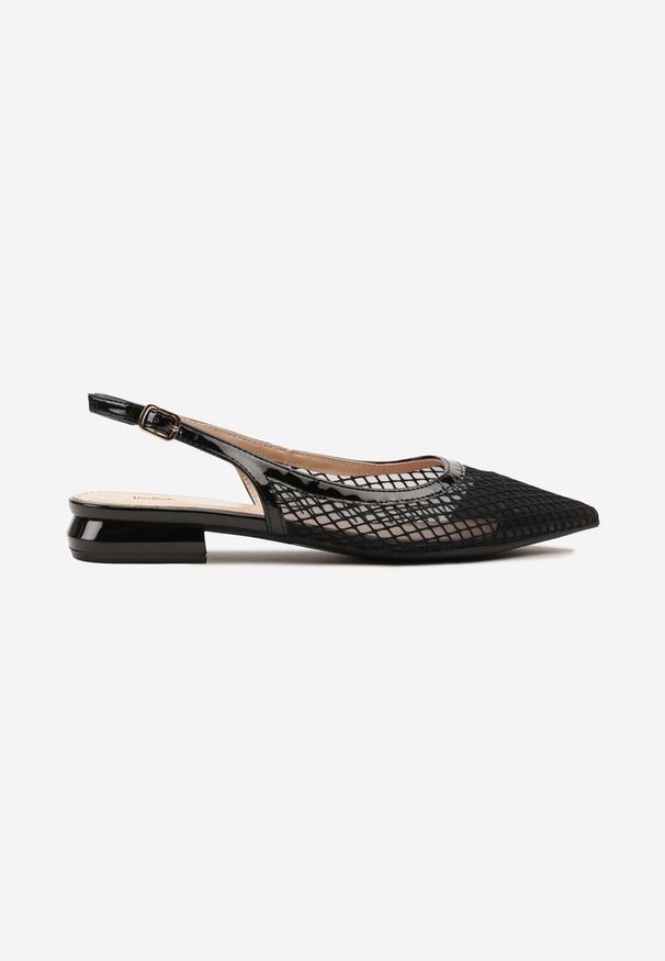 Renee - Czarne Sandały Slingback z Siateczki ze Szpiczastym Noskiem Niloriae. Okazja: do pracy, na co dzień, na spotkanie biznesowe. Nosek buta: szpiczasty. Zapięcie: pasek. Kolor: czarny. Materiał: jeans. Styl: casual, biznesowy