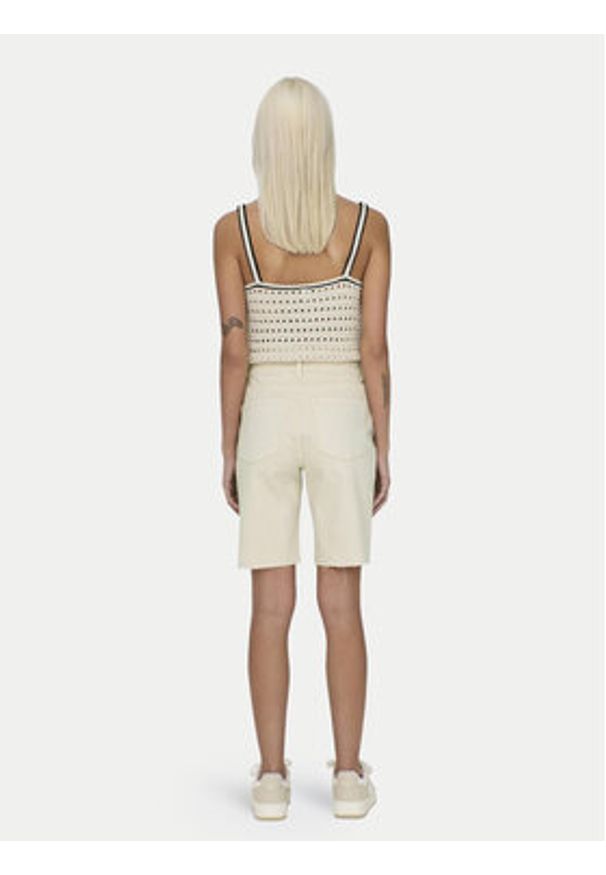 only - ONLY Szorty jeansowe Emily 15311258 Écru Mom Fit. Materiał: bawełna