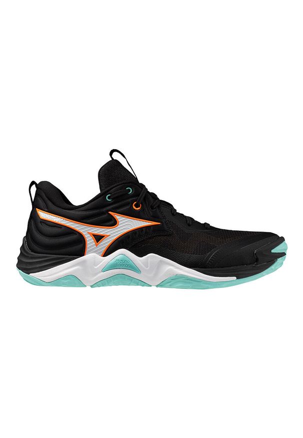 Buty halowe Mizuno Wave Momentum Elite. Kolor: czarny, niebieski, biały, wielokolorowy. Model: Mizuno Wave. Sport: siatkówka