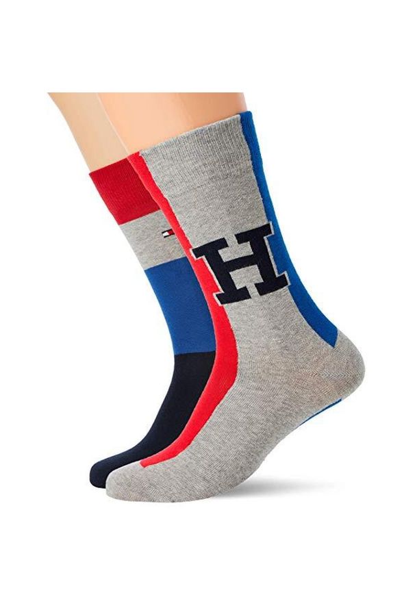 ZEAGLE - Skarpetki Tommy Hilfiger dla mężczyzn - Zestaw 2 par z bawełny 39-42. Kolor: wielokolorowy. Materiał: elastan, poliamid, bawełna
