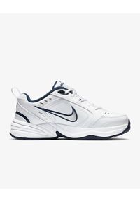 Sneakersy męskie Nike Air Monarch IV. Okazja: na co dzień. Kolor: biały. Materiał: skóra, syntetyk. Szerokość cholewki: normalna. Sport: fitness
