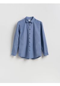 Reserved - Bawełniana koszula regular fit - granatowy. Kolor: niebieski. Materiał: bawełna #1