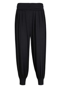 Spodnie haremki 3/4 z wygodnym paskiem bonprix czarny. Kolor: czarny. Materiał: materiał, bawełna #1