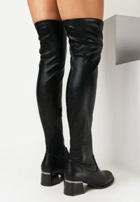 Born2be - Czarne Kozaki za Kolano na Niskim Słupku Rinata. Wysokość cholewki: za kolano. Kolor: czarny. Obcas: na słupku. Styl: wizytowy #3