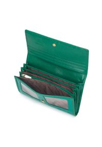 Wittchen - Damski portfel skórzany lakierowany z monogramem zielony. Kolor: zielony. Materiał: lakier, skóra. Wzór: aplikacja