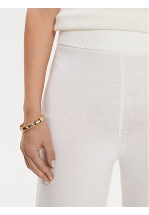 Max Mara Leisure Spodnie dzianinowe Epopea 24263360 Biały Relaxed Fit. Kolor: biały. Materiał: wełna