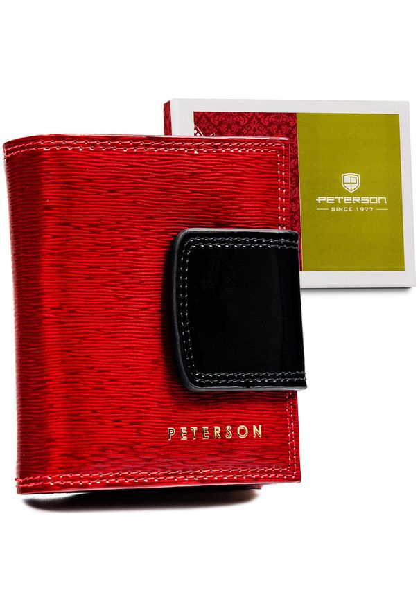 Portfel lakierowany Peterson PTN 42329-SH czerwony. Kolor: czerwony. Materiał: lakier