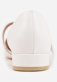 Born2be - Białe Płaskie Czółenka Vices ze Skórzaną Wkładką Ozdobione Supełkiem Liliarie. Okazja: na co dzień. Kolor: biały. Materiał: skóra. Wzór: aplikacja. Styl: casual, klasyczny, elegancki #3