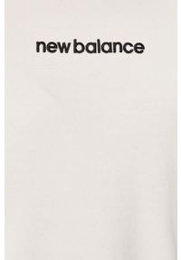 New Balance - Bluza. Typ kołnierza: bez kaptura. Kolor: biały. Materiał: bawełna, materiał, dzianina, elastan, poliester. Wzór: nadruk #5