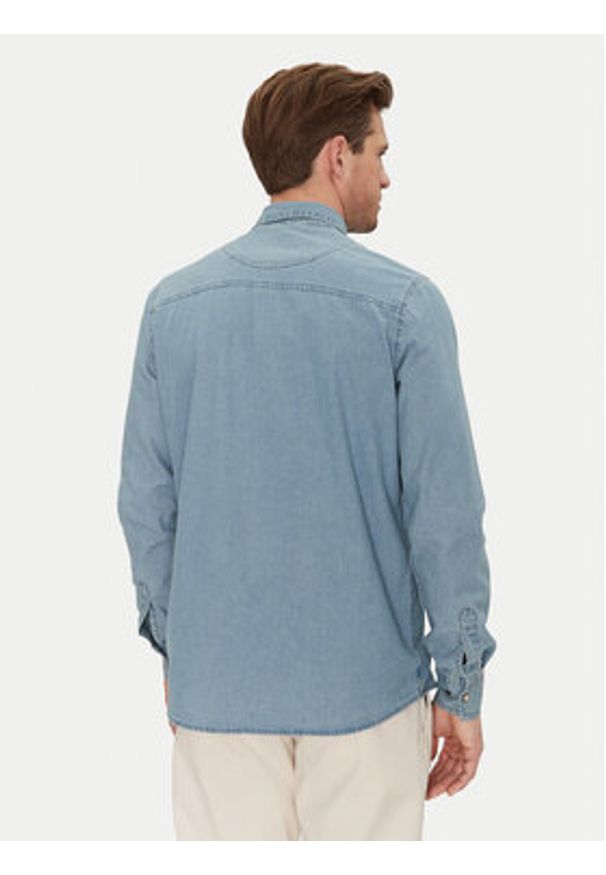 INDICODE Koszula jeansowa Ask 20-605 Niebieski Slim Fit. Kolor: niebieski. Materiał: bawełna