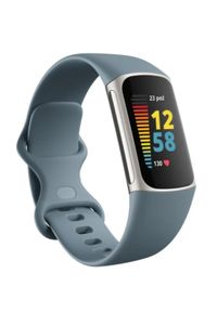 Opaska sportowa Fitbit by Google Charge 5 niebiesko- platynowy. Kolor: szary, niebieski, wielokolorowy. Styl: sportowy