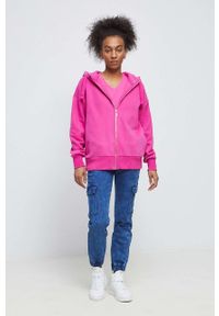 medicine - Medicine bluza damska kolor różowy z kapturem gładka. Typ kołnierza: kaptur. Kolor: różowy. Materiał: dzianina. Wzór: gładki #2