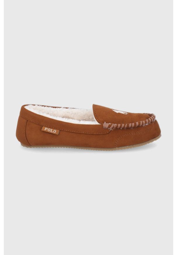 Polo Ralph Lauren - Kapcie. Nosek buta: okrągły. Kolor: brązowy. Materiał: guma
