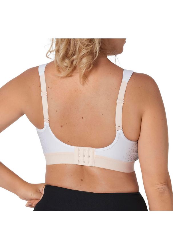 TRIACTION - Stanik do biegania Hybrid Lite z wysoki poziomem podtrzymywania. Kolor: biały. Materiał: poliester, poliamid, bawełna, elastan. Sport: bieganie