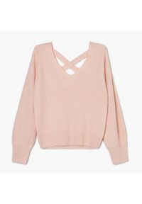 Cropp - Sweter z ozdobnym detalem - Różowy. Kolor: różowy