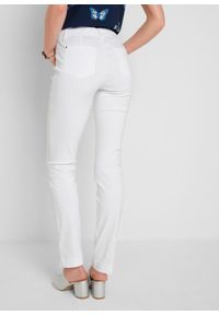 Spodnie ze stretchem z gumką w talii bonprix biały. Kolor: biały #7