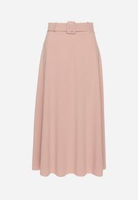 Born2be - Różowa Gładka Spódnica Maxi z Gumką w Pasie i Klamrą Orirsa. Kolor: różowy. Wzór: gładki. Styl: elegancki #6