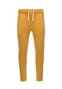 Ombre Clothing - Spodnie męskie dresowe bez ściągacza na nogawce - musztardowe V3. Kolor: żółty. Materiał: dresówka #6