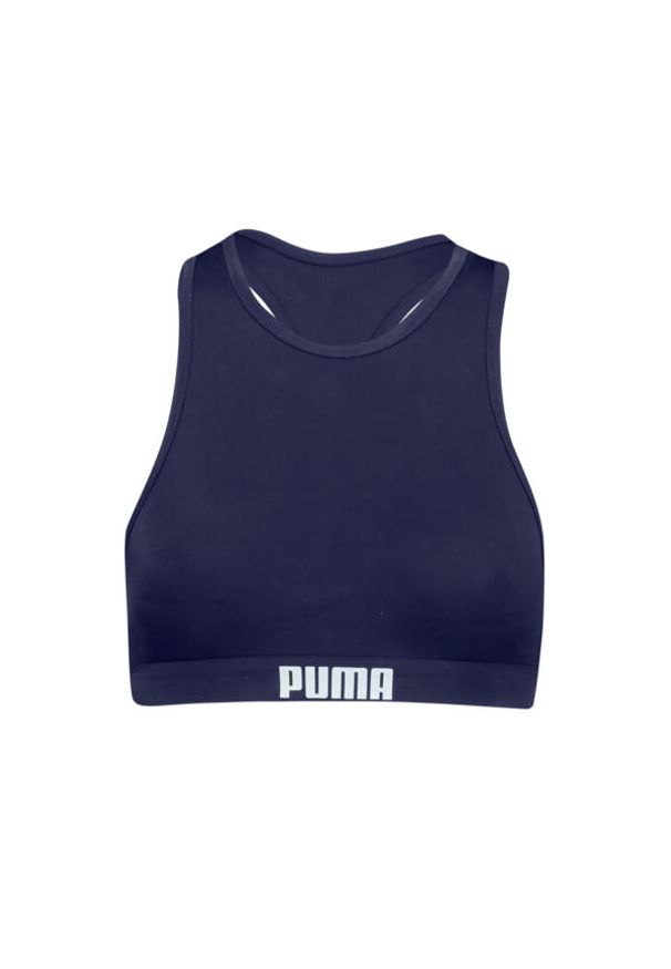 Góra od bikini Puma, racerback, granatowa. Kolor: niebieski. Materiał: poliester