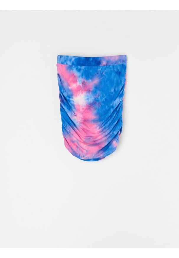 Sinsay - Prążkowana spódnica mini z marszczeniami - wielobarwny. Materiał: prążkowany