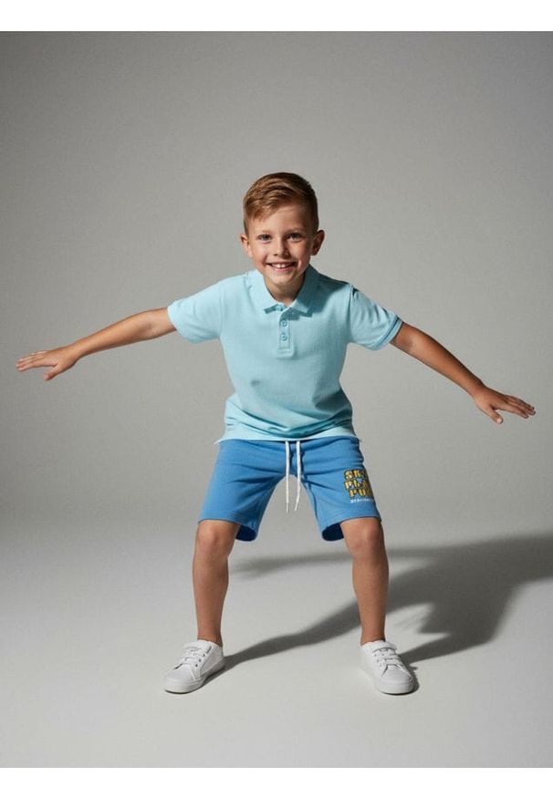 Sinsay - Koszulka polo - błękitny. Typ kołnierza: polo. Kolor: niebieski