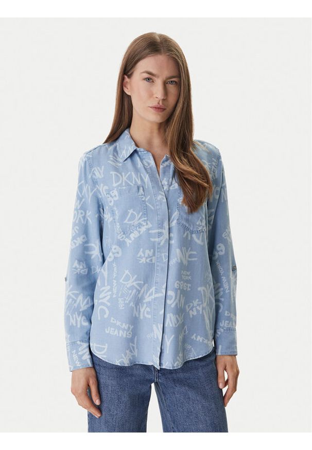 DKNY Koszula DJ6W2017 Błękitny Regular Fit. Kolor: niebieski. Materiał: lyocell