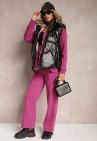 Renee - Ciemnofioletowy 2-częściowy Komplet Dresowy z Bluzą i Spodniami Frestine. Kolor: fioletowy. Materiał: dresówka